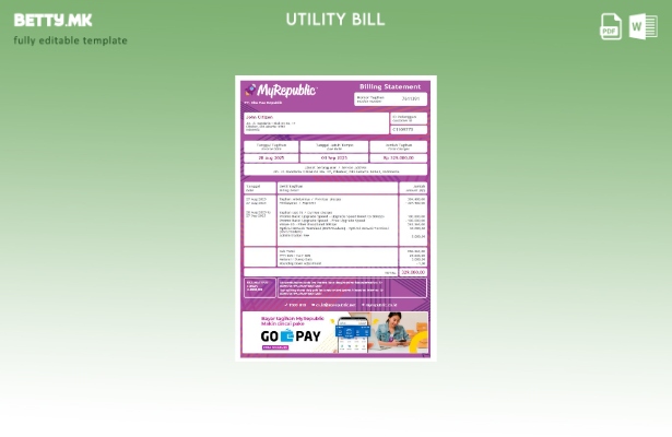 Модерен стил Шаблон за комунални сметки Индонезија Моја Република